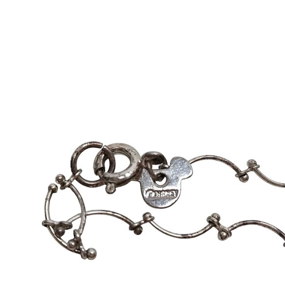 Disney Hidden Mickey Mouse Silver Tone Bracelet Rhinestone Charm 9" Delicate - Picture 4 of 6